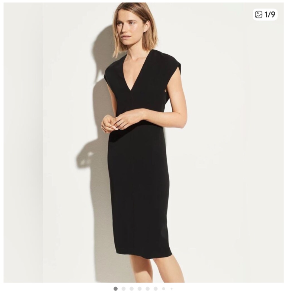 Vince Black Sheath Sleeveless Dress With Leather Trim, Size 10